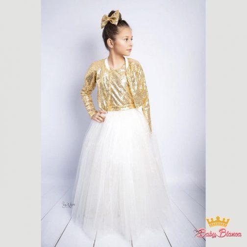 Dress for girls ESMERALDA golden sequins