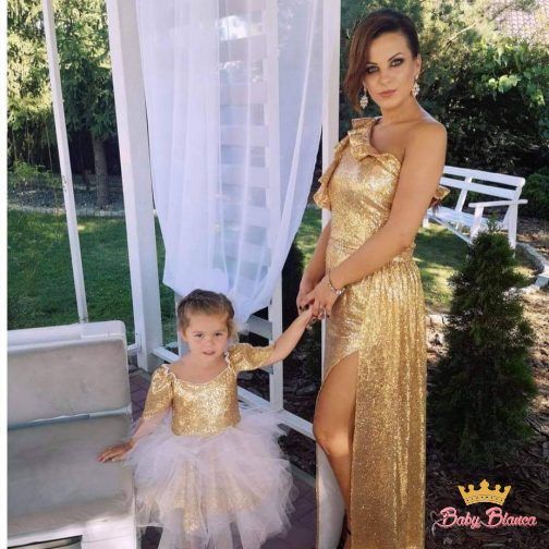 Ekskluzywne sukienki MAMA& CÓRKA cekiny złote – mama