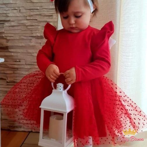 Sukienka dla dziewczynki czerwona z tiulem