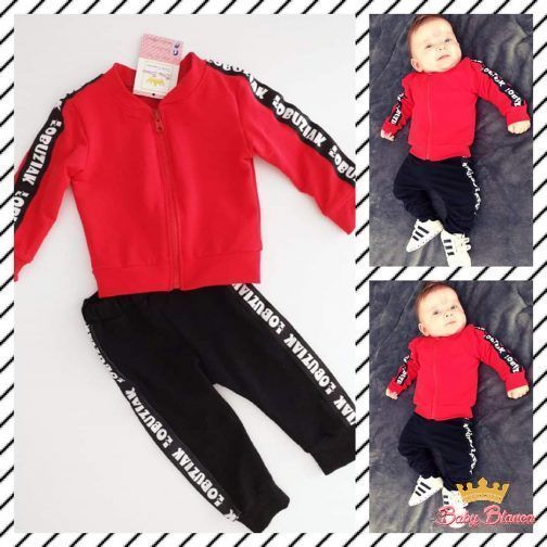 Boys' tracksuit with a red stripe