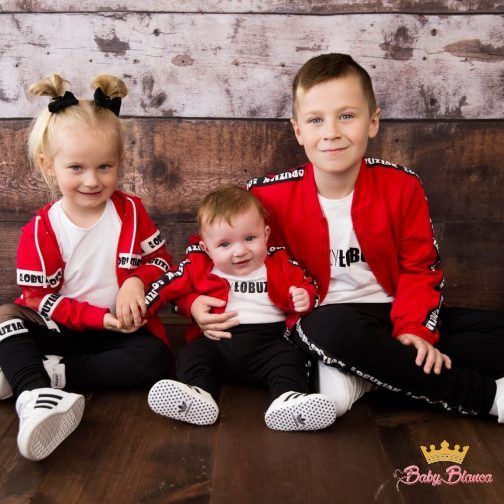 Tracksuits with red and black stripe