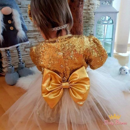 Sukienka cekinowa dla dziewczynki złota