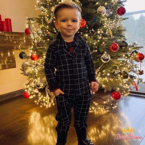Set for a boy in a black checkered pattern